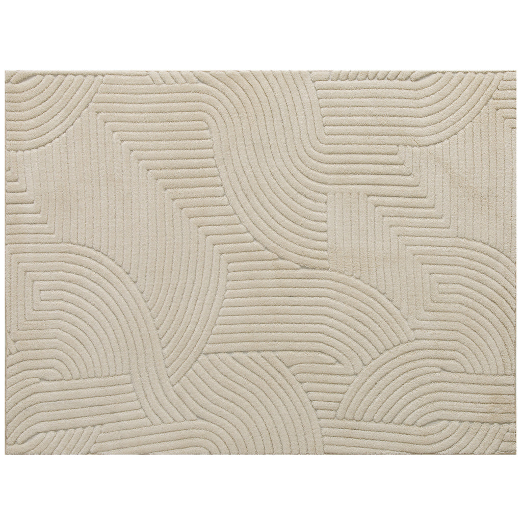 HOMCOM Modern Geometric Rug, Thick & Plush, Non-Slip, 230 x 160 cm – Cream, Living Room/Bedroom/Office