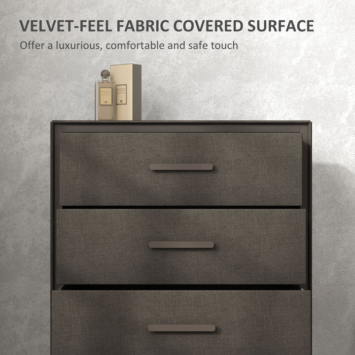 HOMCOM Chest of Drawers, 4 Drawer Fabric Dresser with Steel Frame for Bedroom, Living Room, Easy to Assemble, Brown