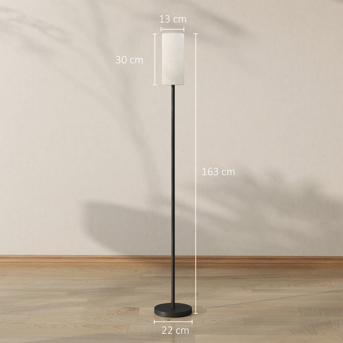 HOMCOM Floor Lamp for Living Room, Modern Standing Lamp with Linen Shade & Foot Switch, Minimalist Tall Pole Lampshade for Bedroom, Office, White