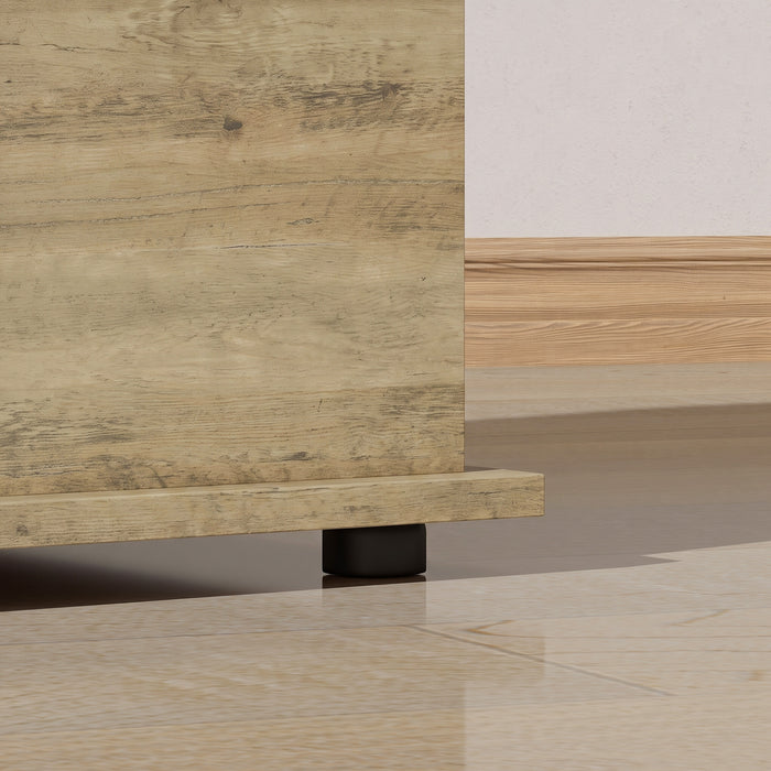 HOMCOM Large 114L Storage Chest Grey Wood Bench Trunk with Safety Lid for Bedroom Hallway and Living Room 100 x 40 x 40cm