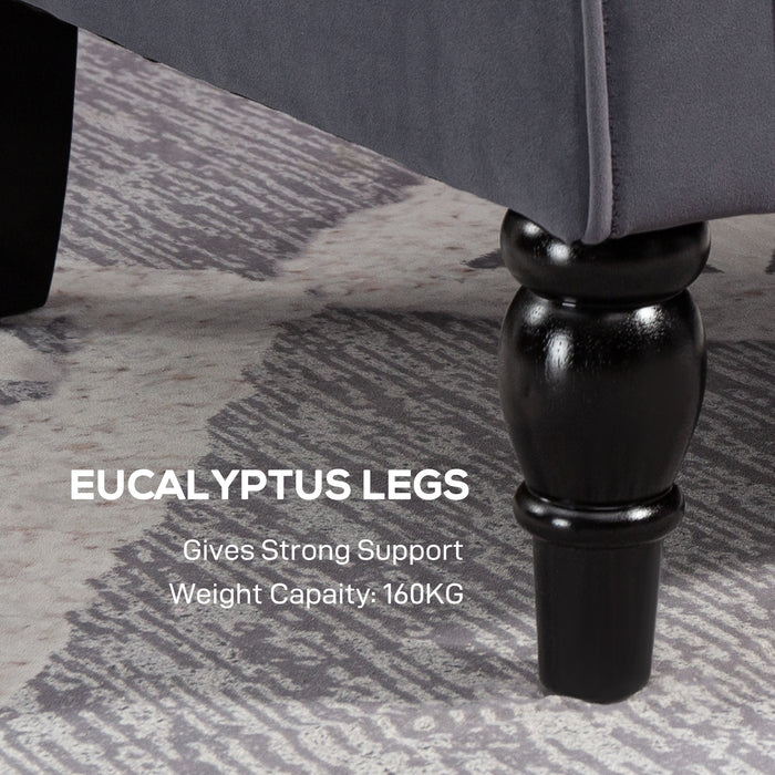 HOMCOM Wingback Accent Chair, Retro Upholstered Button Tufted Occasional Chair for Living Room and Bedroom, Charcoal Grey