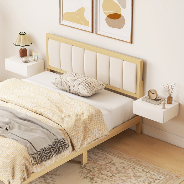 HOMCOM Floating Bedside Table Set of 2, Wall-Mounted Nightstand with Storage Drawer, White