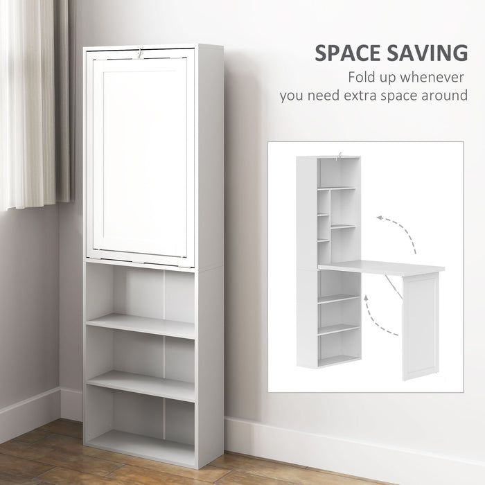 HOMCOM Three-Part Work Desk, with Storage and Chalkboard - White