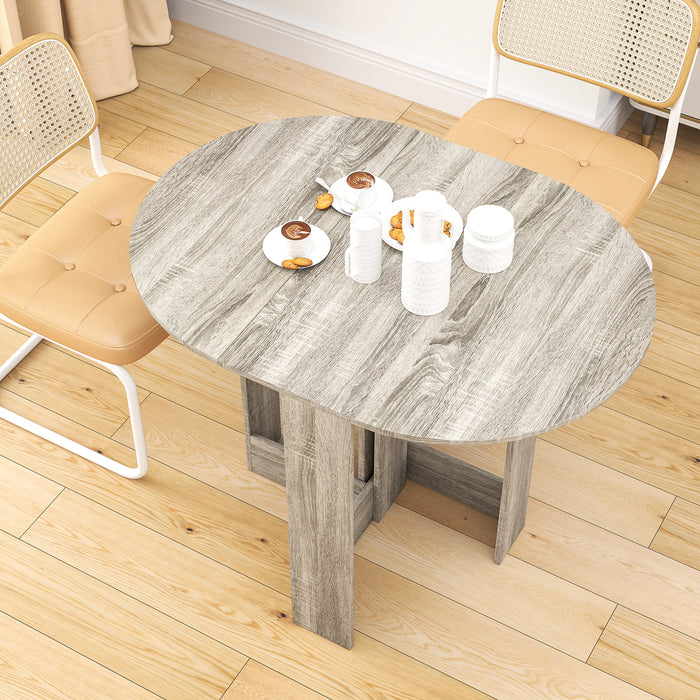 HOMCOM Space-saving Drop Leaf Table, Folding Dining Table for Small Space, Kitchen, Dining Room, Grey