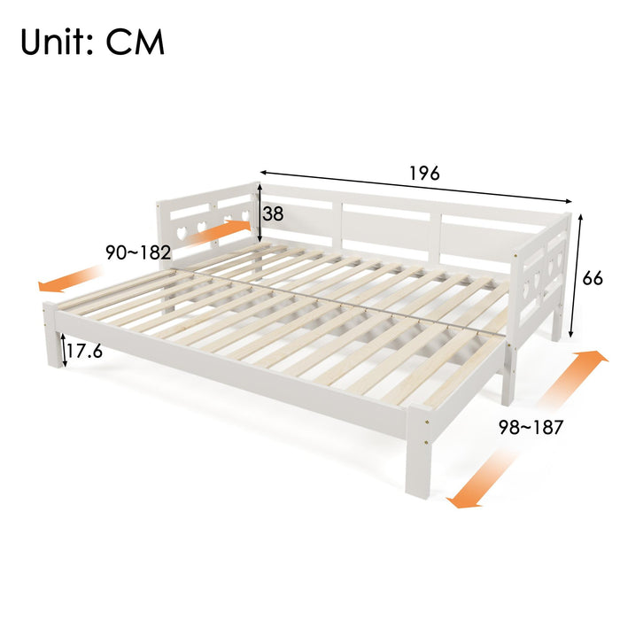 Wooden Daybed with Trundle - 3FT Single Sofa Guest Bed for Living Room & Bedroom, White - Space-Saving Sleeper Solution for Guests