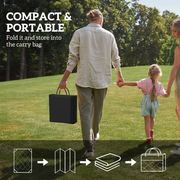 Outsunny Reversible Outdoor Rug with Carry Bag, Waterproof Plastic Straw Mat for Garden, Deck, RV, Picnic, Beach, Camping, 182 x 274cm, Dark Blue and White