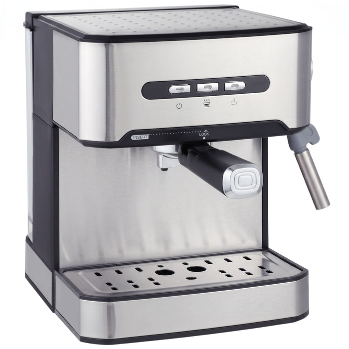 HOMCOM Espresso Machine, 20-Bar Semi Automatic Cappuccino Coffee Maker with Frother Wand, 1.6 L Water Tank, Black and Silver