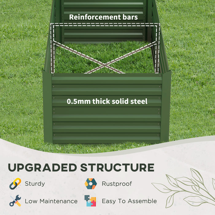 Galvanised Steel Raised Garden Beds - Set of 2 Outdoor Planters with Multi-Reinforced Rods, 180x90x59cm - Ideal for Growing Vegetables, Flowers, and Herbs