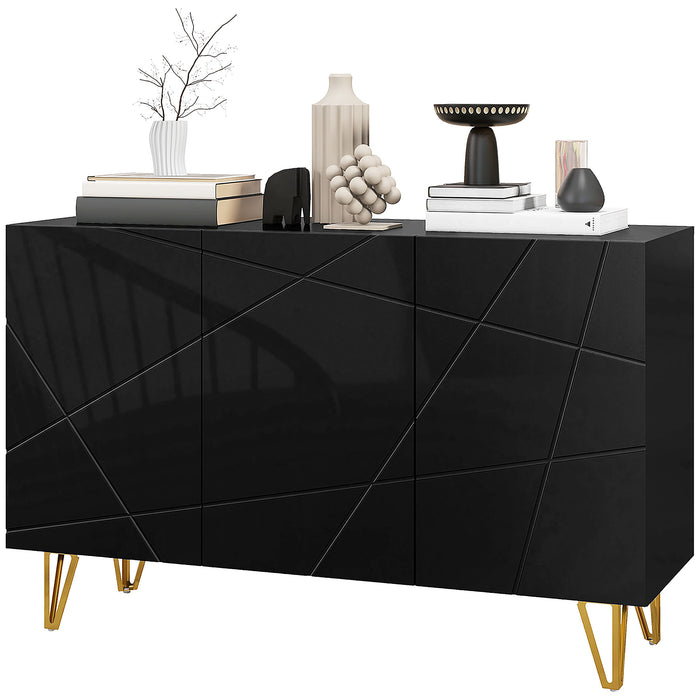 Modern Luxe High Gloss Sideboard - Stylish Storage Cabinet with Sleek Hairpin Legs in White - Elegant Organizational Solution for Contemporary Homes