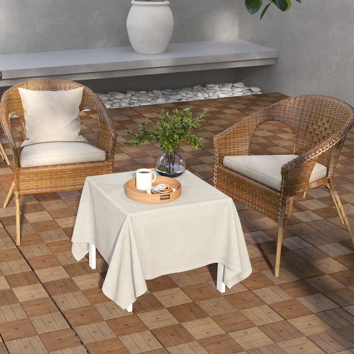 Wooden Interlocking Decking Tiles 27 Pcs - 30x30 cm Anti-slip Outdoor Flooring, 0.81㎡ Coverage - Ideal for Patio, Balcony, Terrace, and Hot Tub Areas in All Weather Conditions