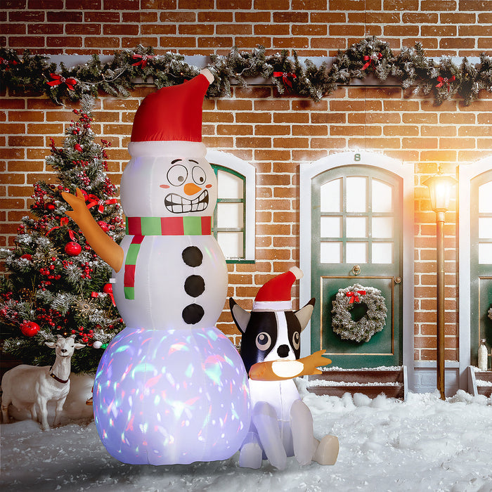 Outsunny 6.2FT Christmas Inflatable Snowman with Dog, Christmas Blow Up Outdoor LED Display for Garden Party