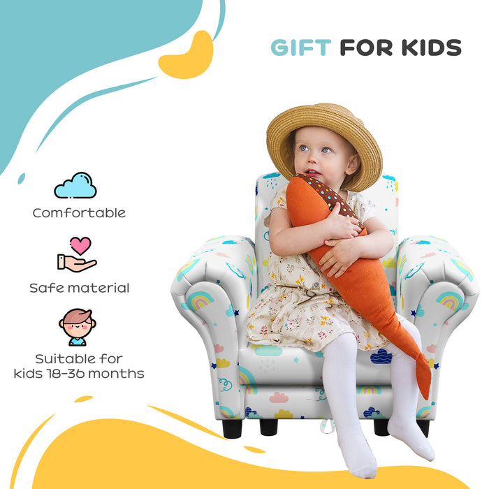 Kids Cloud Sofa Set - 2 Piece Toddler Furniture with Sturdy Wooden Frame - Perfect for Ages 1.5 to 3 Years, Adorable White Design