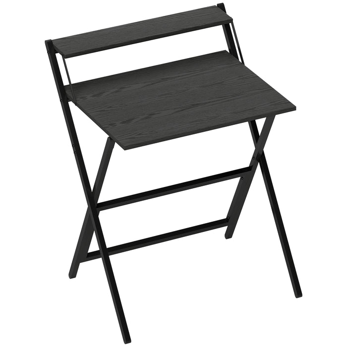 HOMCOM 70 cm Folding Computer Desk with Monitor Shelf - Black