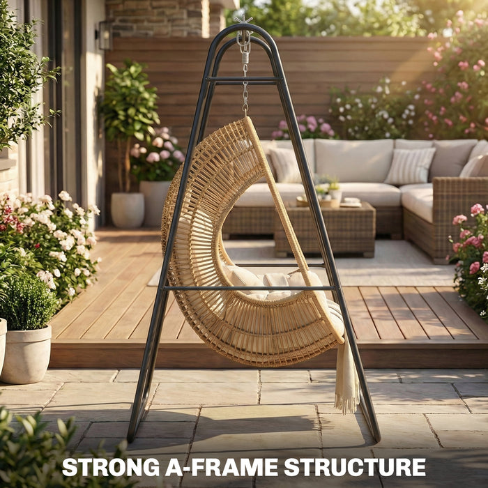 Outsunny Hammock Chair Stand Only 150KG Load Capacity for Indoor Outdoor, Black