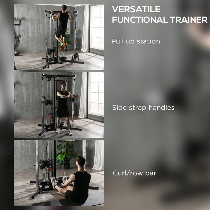 SPORTNOW Home Gym Machine, Multifunctional Gym Equipment with High and Low Pulleys, Pull Up Bar, 15-Position Adjustable Strength Training Workout Station for Full Body Fitness