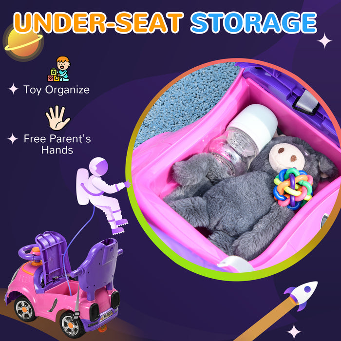Cartoon Robot 3-in-1 Ride-On Push Car - Foot to Floor Slider with Handle, Light, Music, Horn, Storage Compartment - Perfect for Toddlers and Young Kids