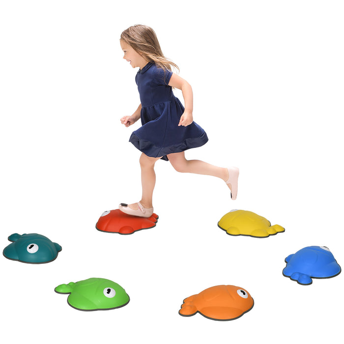 Aosom - 6-Piece Sensory Balance Stepping Stones Set with Non-Slip Edging - Stackable, Indoor & Outdoor Obstacle Course for Kids Coordination Development