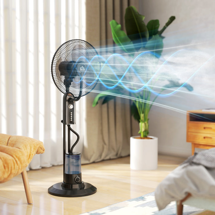 HOMCOM Pedestal Fan with Water Mist Spray, Spray Misting Fan with 70° Oscillation, Tilt Head, 4 Speeds, 3 Modes, Adjustable Mist, 3.2L Water Tank, for Home, 120 cm