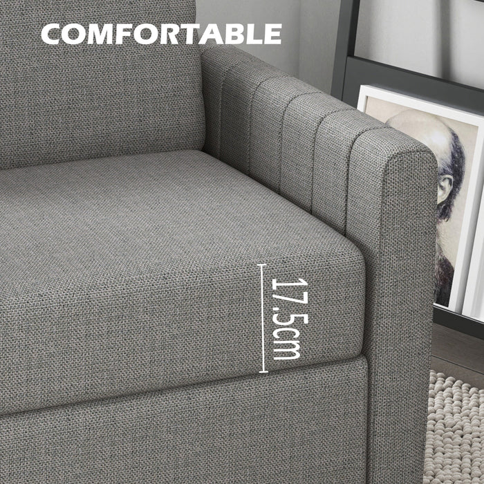 HOMCOM 2 Seater Sofa, Channel Tufted Modern Fabric Couch, Upholstered Loveseat with Spring Cushion, Back Pillow, for Small Space, Living Room, Bedroom, Office, Light Grey