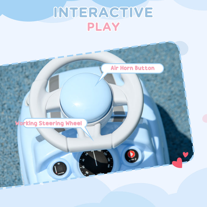 Toddler Foot-Powered Ride-On Toy Car - Features Anti-Tip Backward Design & Fun Air Horn - Ideal for 18 to 36 Month Olds in Light Blue