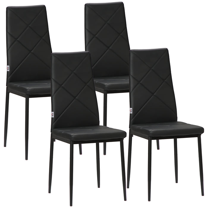 HOMCOM Set of 4 Faux Leather Dining Chairs - Black