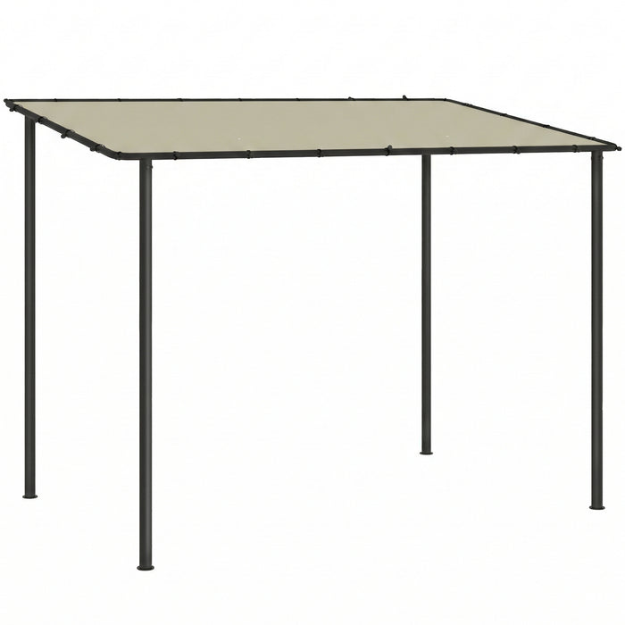 Outsunny 3 x 2 m Lean to Garden Pergola, Metal Frame Gazebo Pergola with UPF30+ Protection, Sloped Roof, Drainage Holes, Cream