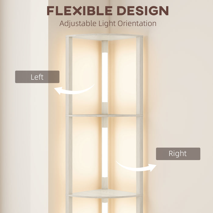 HOMCOM Corner Floor Lamp for Living Room Bedroom with Dimmable Warm White LED Light, Modern Tall Standing Lamp, Oak