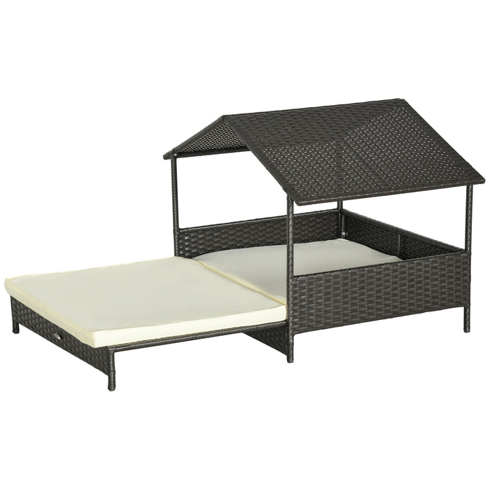 Extendable Rattan Canine Lounge - Water-Resistant Elevated Pet Bed with Removable Cushion - Perfect for Small to Medium Dogs