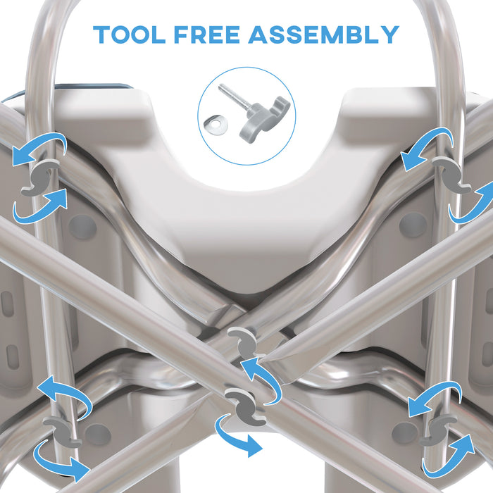 HOMCOM Shower Chair with Upgraded U-shaped Seat and Reinforced Crossbars, Height Adjustable Padded Bath Chair with Non-slip Feet for Elderly Seniors Disabled Handicap, Tool-Free Assembly, Light Blue | Aosom UK