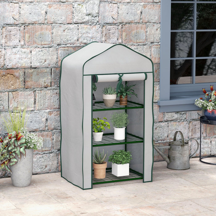 Outsunny Three-Tier Mini Greenhouse - White | Aosom UK