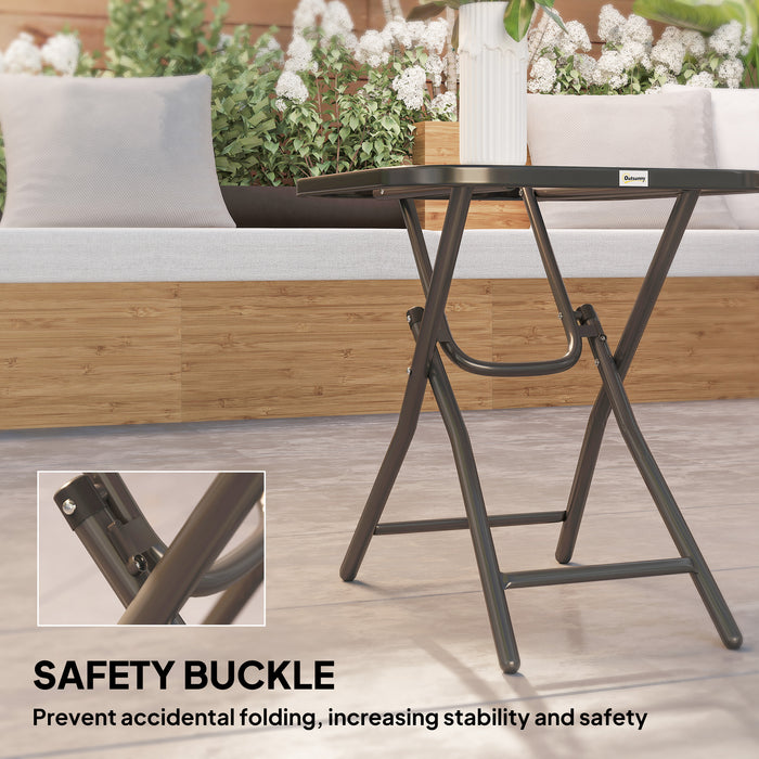Outsunny Foldable Garden Table Square Folding Table for Patio Garden 45 x 45 x 50Hcm Black