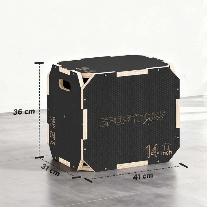 SPORTNOW Non-Slip Plyo Box, Corner-free Wooden Jump Box, 31 x 36 x 41 cm