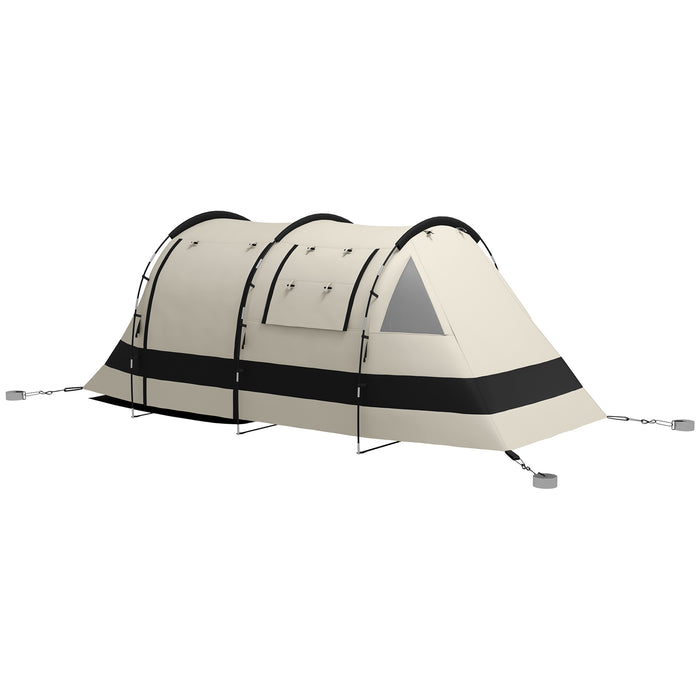 4-5 Person Blackout Camping Tent - Bedroom & Living Room Design, 3000mm Waterproof Fabric - Ideal for Fishing, Hiking, and Festivals, Khaki Color