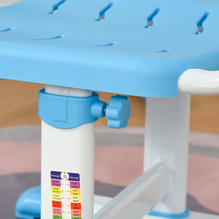 HOMCOM Kids Study Desk and Chair Set w/ Adjustable Height, Storage Drawer - Blue | Aosom UK