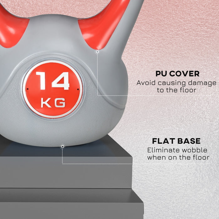 SPORTNOW Kettlebell, 14kg Kettle Bells with Handle for Home Gym Weight Lifting and Strength Training, Red and Grey