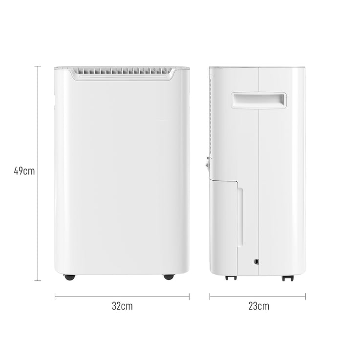 HOMCOM 20L/Day Dehumidifier with Continuous Drainage, 2.5L Water Tank, 24H Timer On/off, Digital Humidity Display, Air Filter, Dehumidifier for Home Damp, Bedroom, Condensation, Mould, Laundry Drying | Aosom UK
