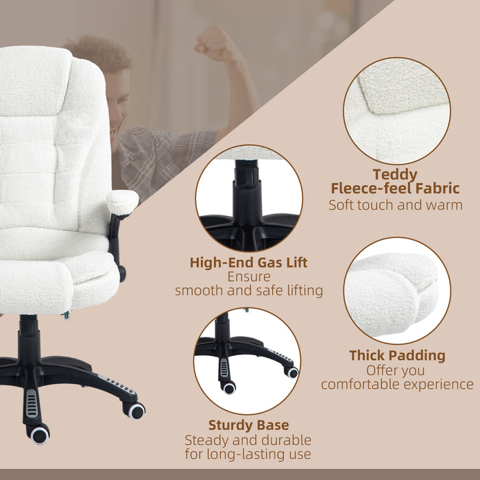 Vinsetto Boucle Six-Point Massage Office Chair - White | Aosom UK
