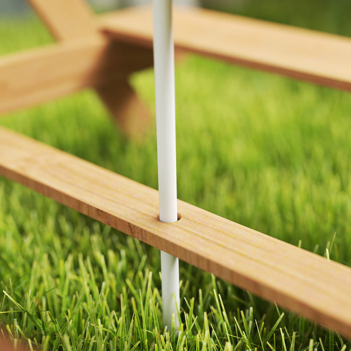 AIYAPLAY Kids Picnic Table, Sand and Water Table with Wooden Benches, Adjustable Parasol and Storage Bins, Multicolour