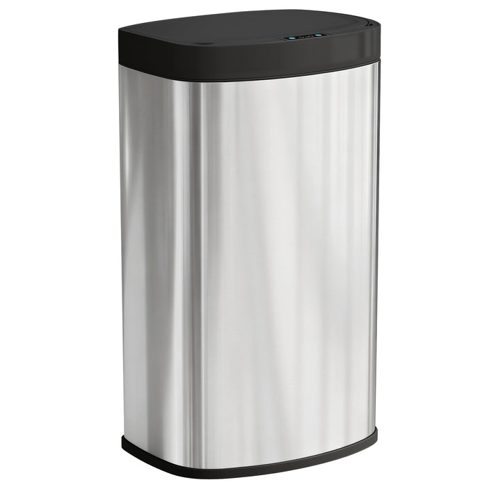 HOMCOM 55L Sensor Bin with Soft-Close Lid, Automatic Touchless Motion Sensor Kitchen Bin with Fingerprint Resistant Stainless Steel for Hygienic Gyms, Home Office Use, Silver Tone