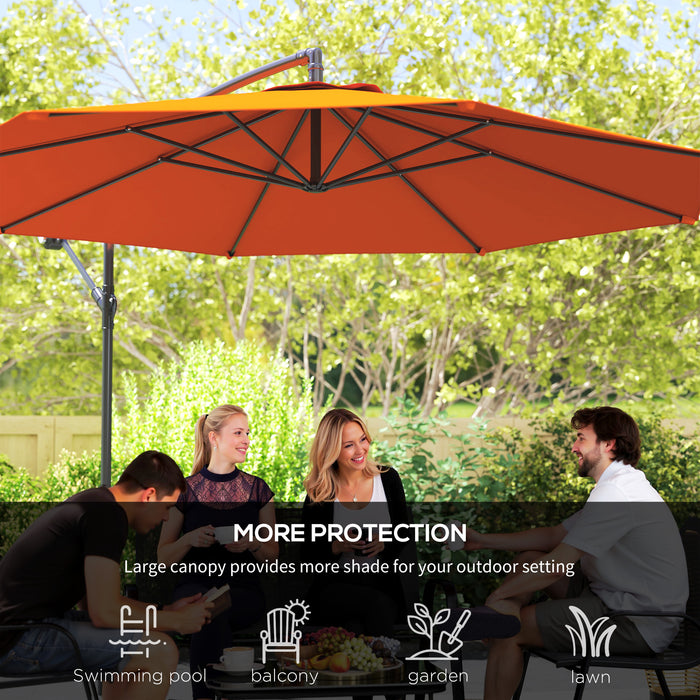 Outsunny 2.45m Overhanging Cantilever Parasol, with Cross Base - Orange