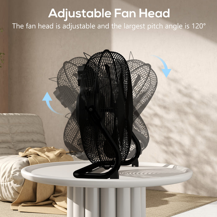 HOMCOM Metal Floor Fan with Tilting, High Velocity, 3 Speed, Portable Gym Fan for Home Office, Black