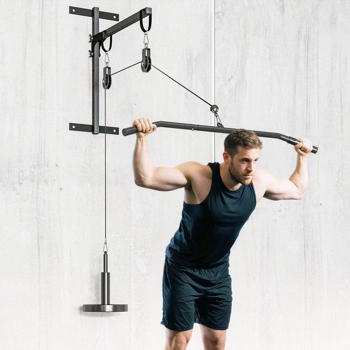 SPORTNOW Weight Pulley System, Cable Pulley System for Home Gym, Cable Machine LAT Pull Down Attachment for Biceps Curl, Tricep, Arm Workouts