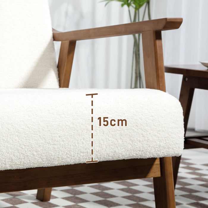 HOMCOM Boucle Seat Mid Century Accent Chair - White | Aosom UK