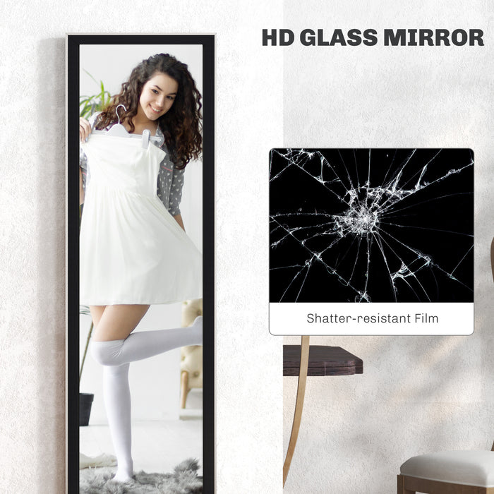HOMCOM Full Length Mirror, 37 x 157cm Wall Mounted, Leaning, Free Standing Mirror, Framed Full Body Mirror for Living Room, Bedroom, Black