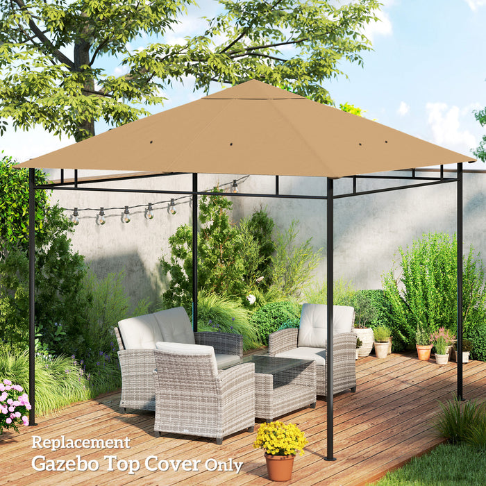 Outsunny 3 x 3 m Gazebo Canopy Replacement Cover, Garden Gazebo Roof Replacement with Drain Holes, TOP COVER ONLY, Beige