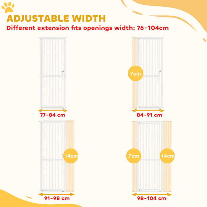PawHut 180cm Extra Tall Pet Gate with 3.5 cm Narrow Gap, Pressure Mounted No Drilling Cat Gate for Doorways, 76-104cm Width