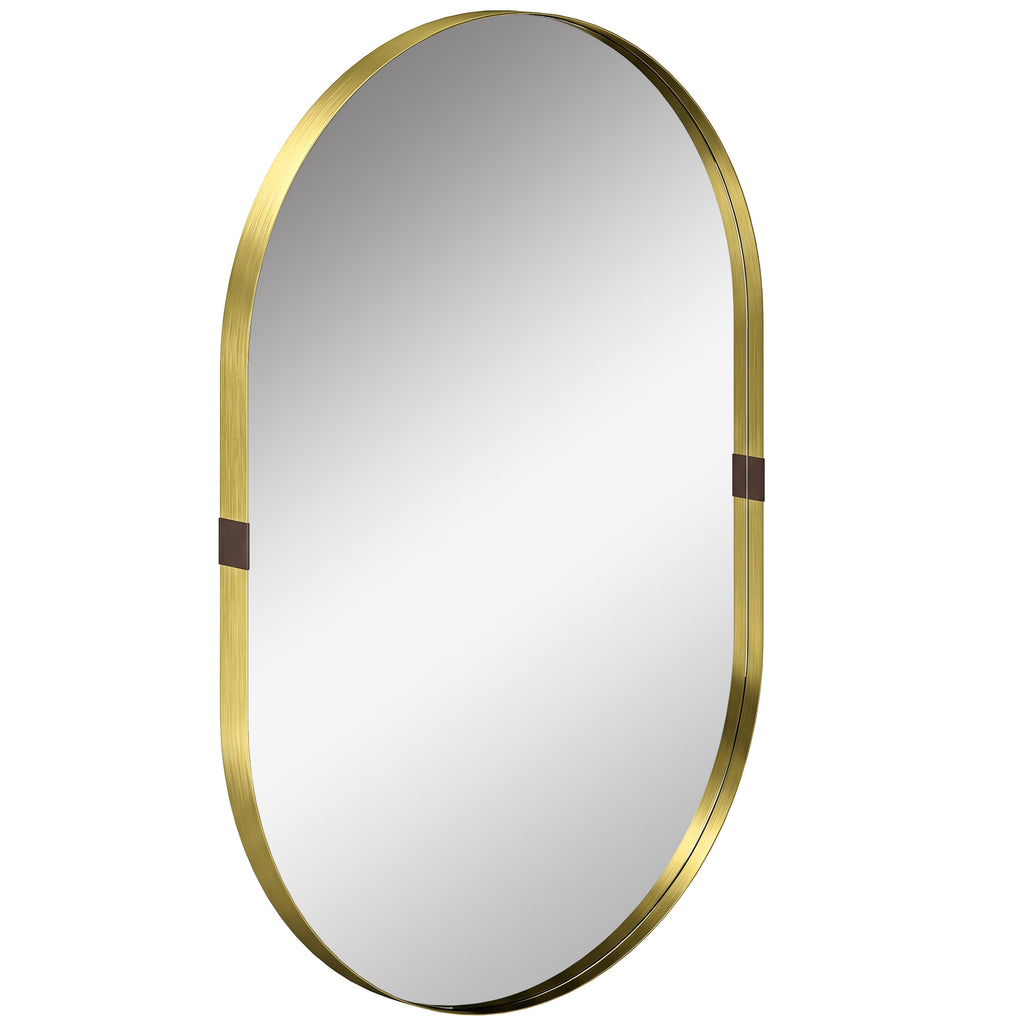HOMCOM Wall Mirror, Bathroom Mirror with Elevated Aluminium Alloy Frame, 60 x 90 cm, Gold Tone