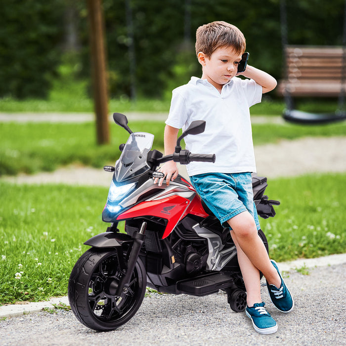 Honda 12V Children's Electric Motorcycle - with Built-In Music, Bright Headlights & Educational Features - Perfect Ride-on Toy for Kids Aged 3-6, Vibrant Red