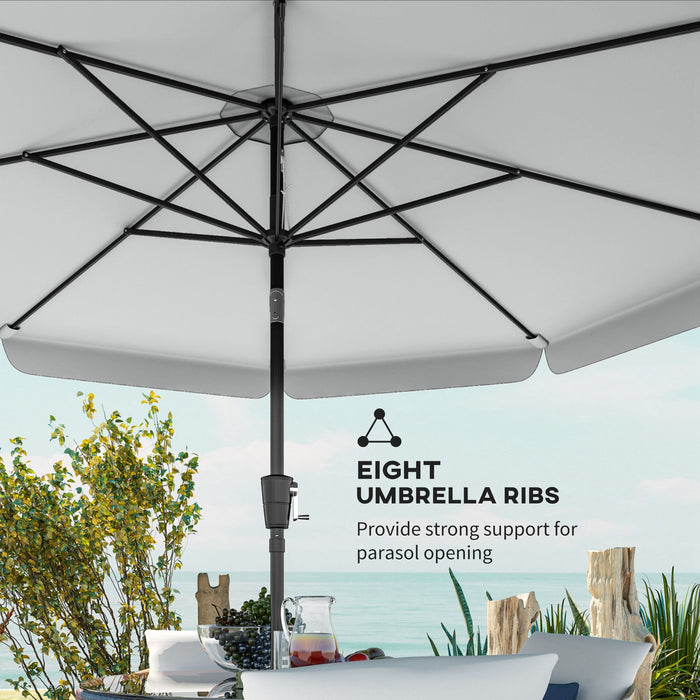 Outsunny 3 m Garden Parasol with Tilt Mechanism & Crank Handle, UPF 30+ Patio Umbrella Outdoor Table Umbrella, Light Grey