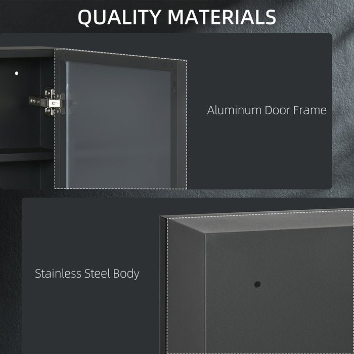 kleankin Bathroom Cabinet with Mirror, Wall Mounted Bathroom Mirror Cabinet with Storage Shelves, 40 x 12 x 60 cm, Black